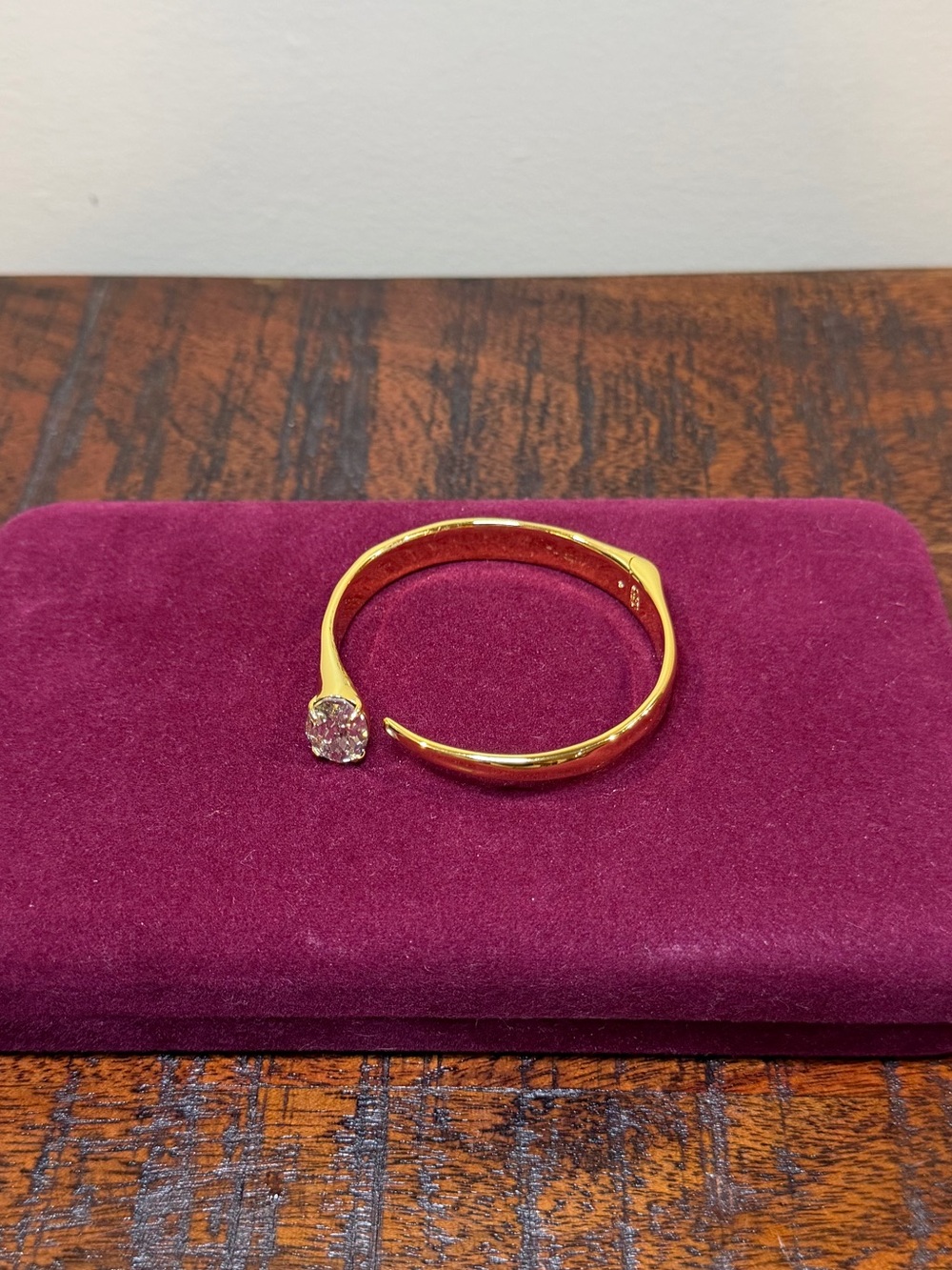 Alexis Bittar Hinged Gold-Tone Bracelet with Clear Crystal
